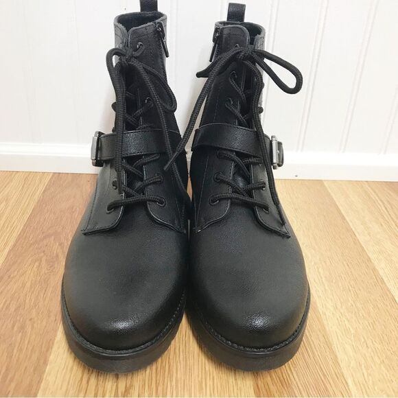 SOUL Naturalizer Black Lace Up Combat Ankle Boot Bootie Lug Sole Size 7.5 New - Picture 3 of 11